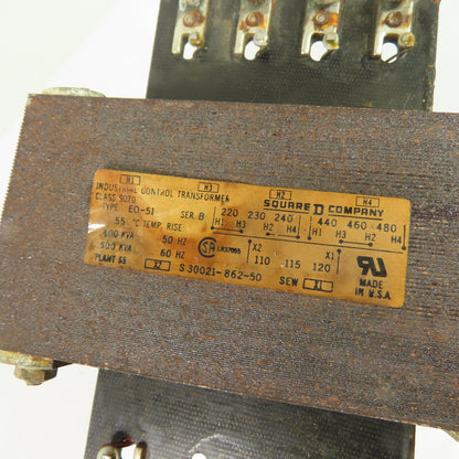 Square D S30021-862-50 0.5KVA Control Transformer 220/480V Pri 110/120V Sec