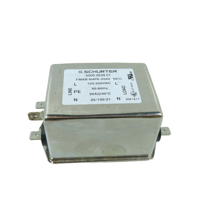 Schurter 5500.2638.01 20A Single-Phase EMI Line Filter 125/250VAC