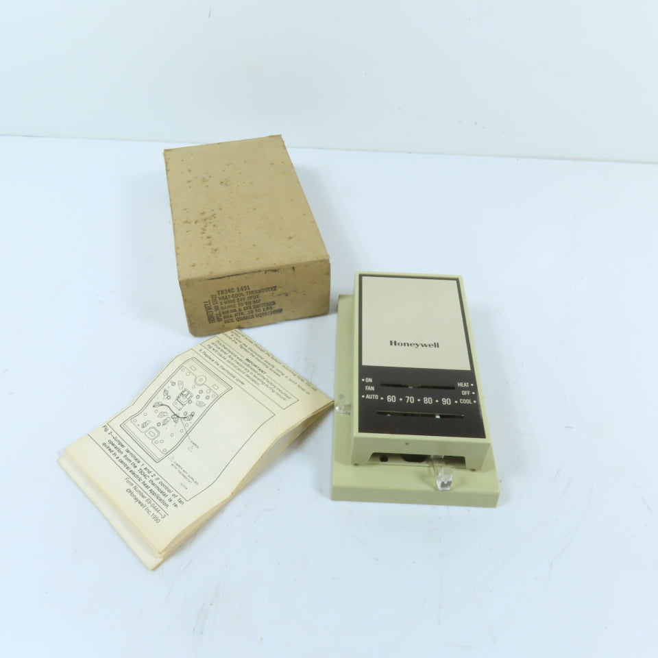 Honeywell T834C1491 24V SPDT 3-Wire Heat-Cool Wall Thermostat 55-95°F