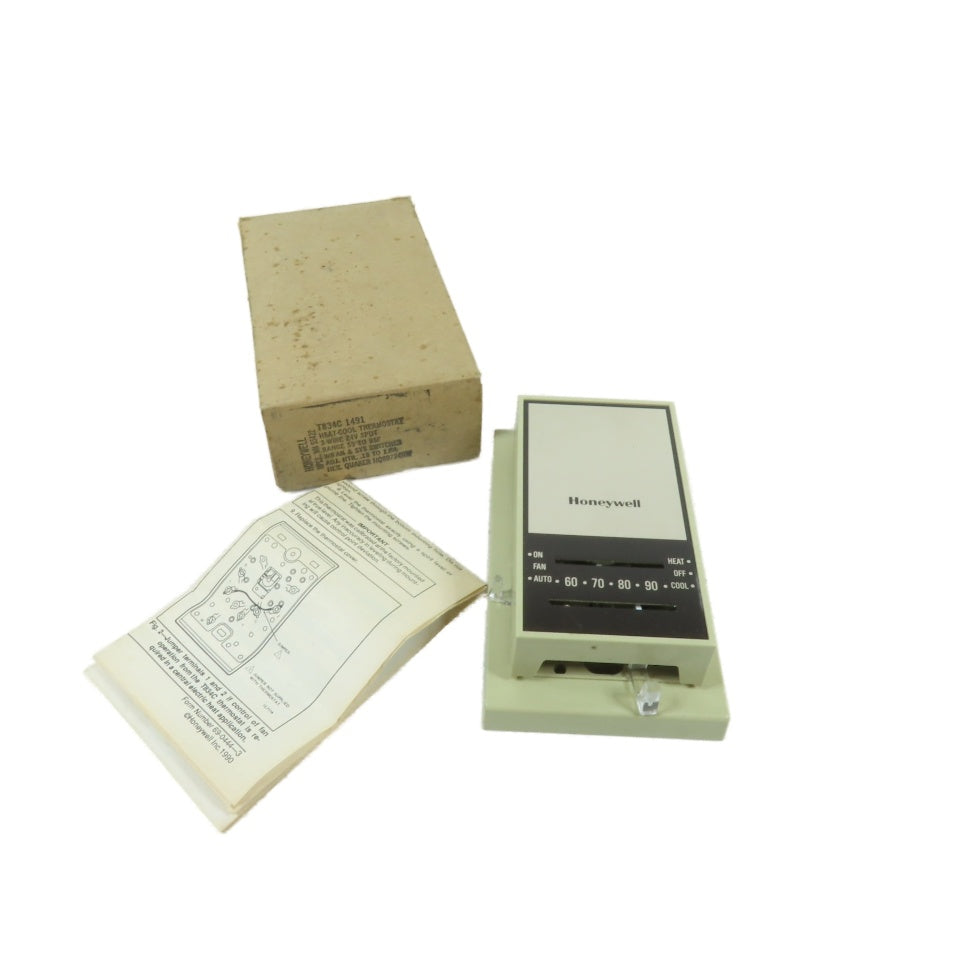 Honeywell T834C1491 24V SPDT 3-Wire Heat-Cool Wall Thermostat 55-95°F