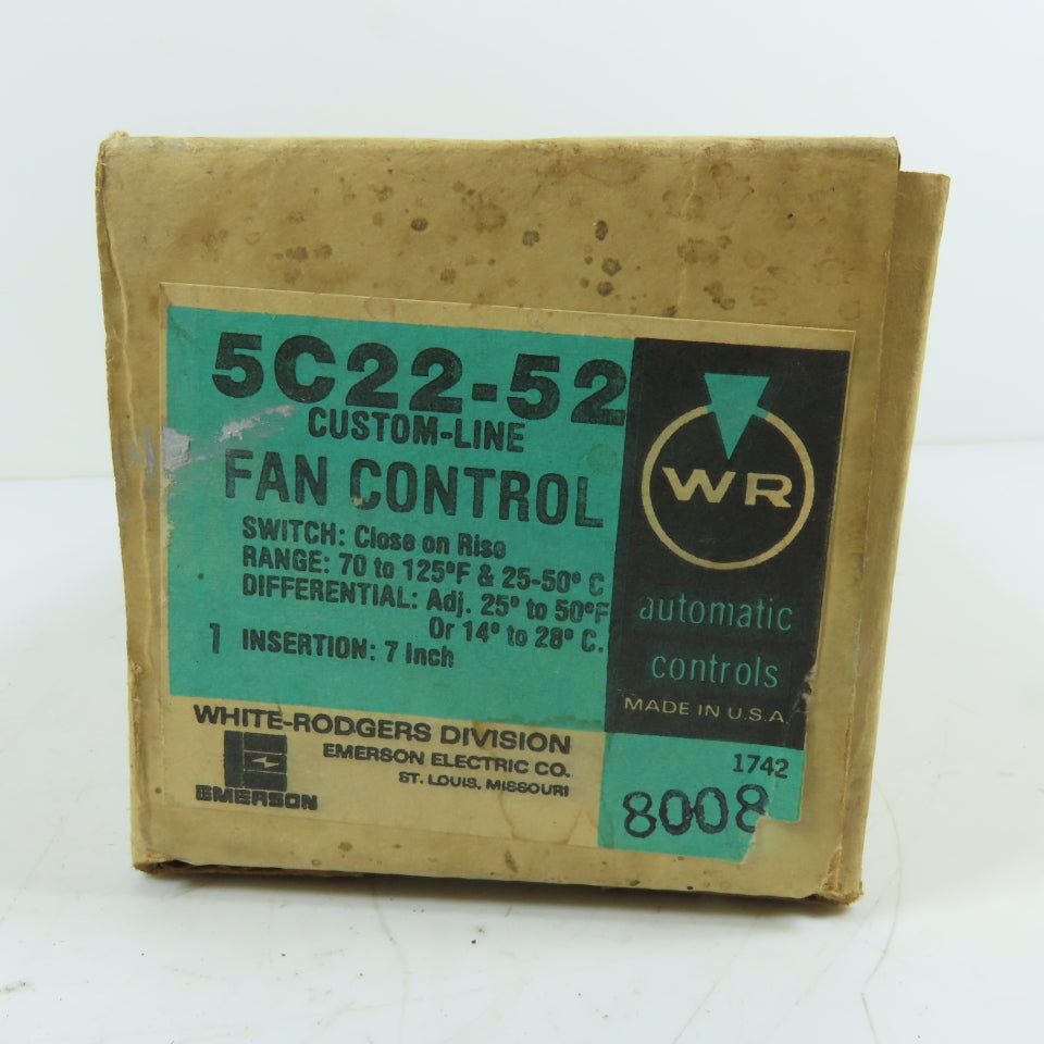 White-Rodgers 5C22-52 7" Custom-Line Fan Control Switch Close on Rise 120/240V