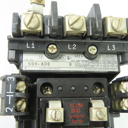 Allen-Bradley 509-AOB NEMA Size 0 3-Pole Motor Starter 18A 600VAC 115-120V Coil
