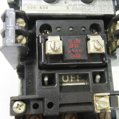 Allen-Bradley 509-AOB NEMA Size 0 3-Pole Motor Starter 18A 600VAC 115-120V Coil