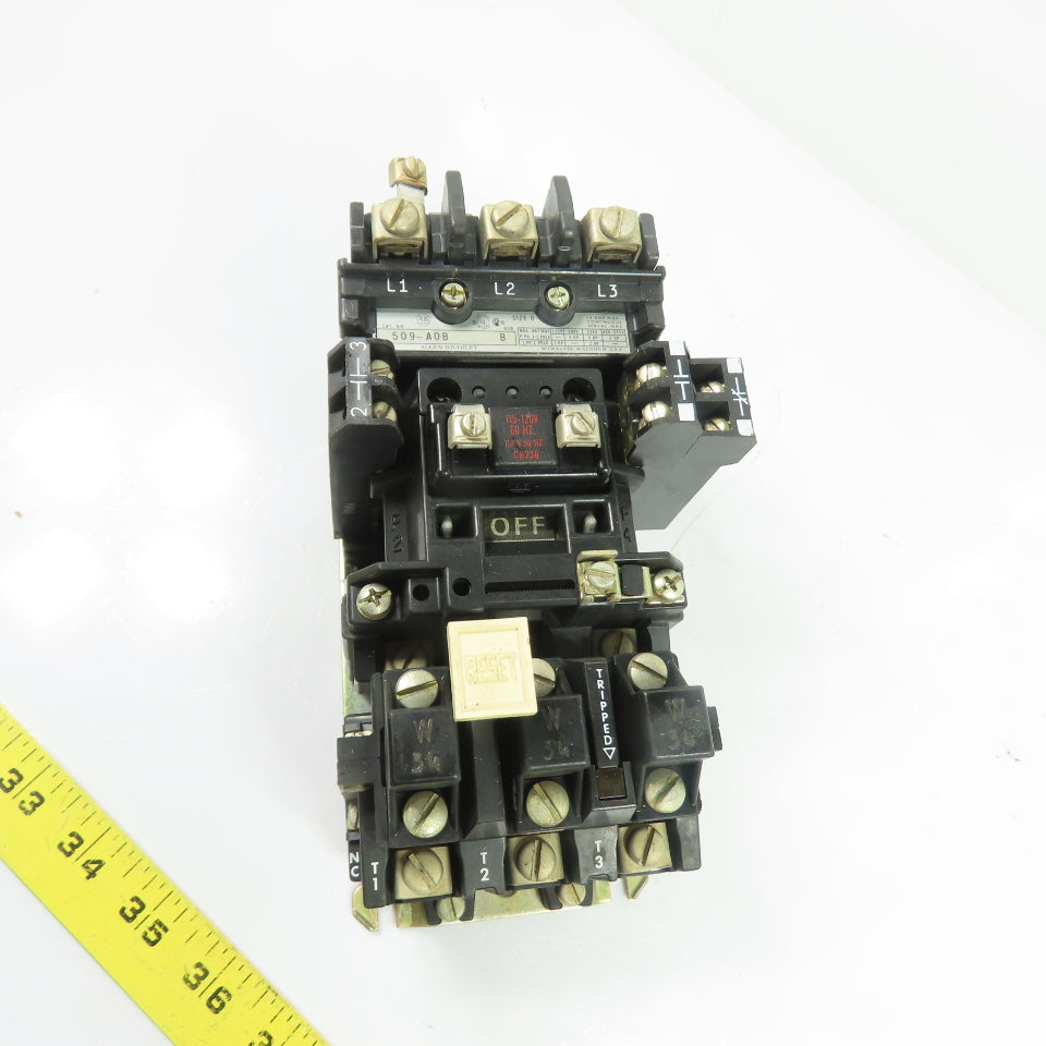 Allen-Bradley 509-AOB NEMA Size 0 3-Pole Motor Starter 18A 600VAC 115-120V Coil