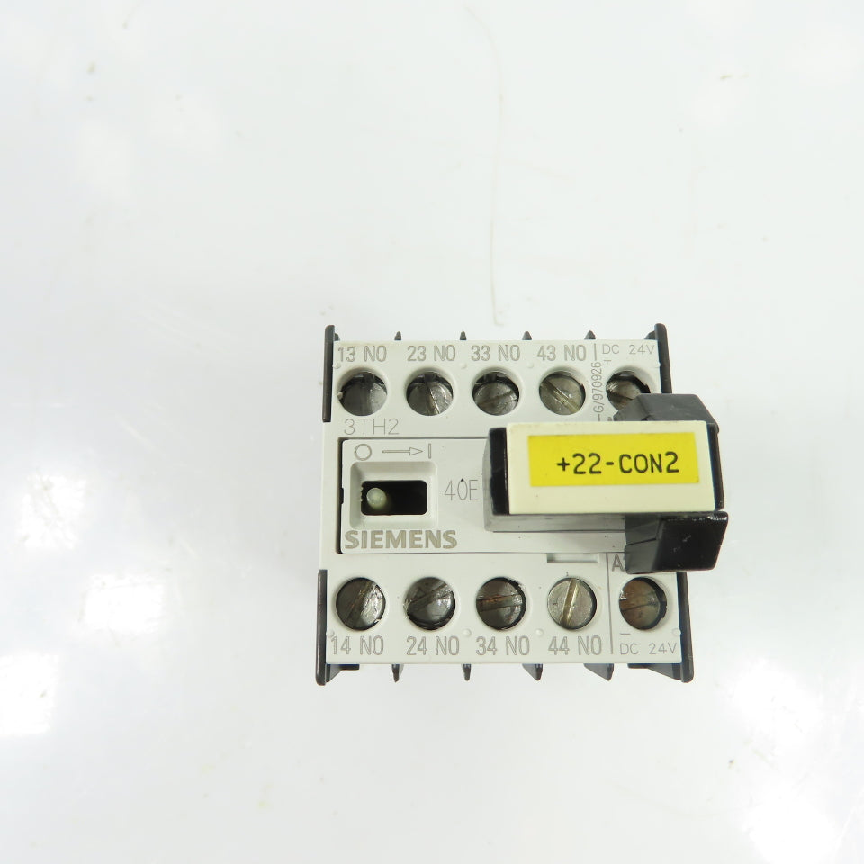 Siemens 3TH2040-0BB4 4NO Control Relay 24VDC w/ Suppressor