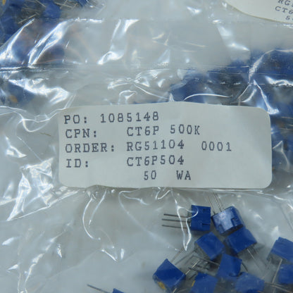 Copal CT6P504 500K Ohm Cermet Trimmer Potentiometer 6 Packs of 50