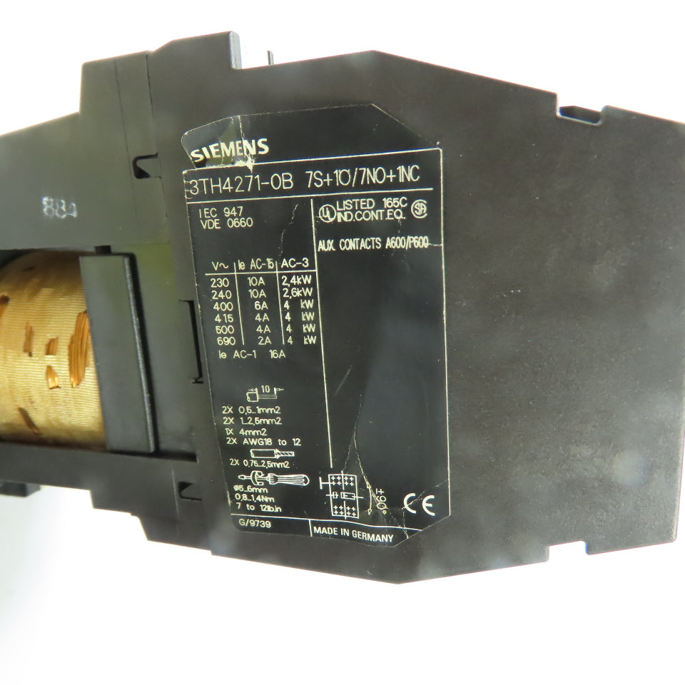 Siemens 3TH4271-0B 8-Pole Control Relay 7NO+1NC 24VDC Coil Lot Of 2