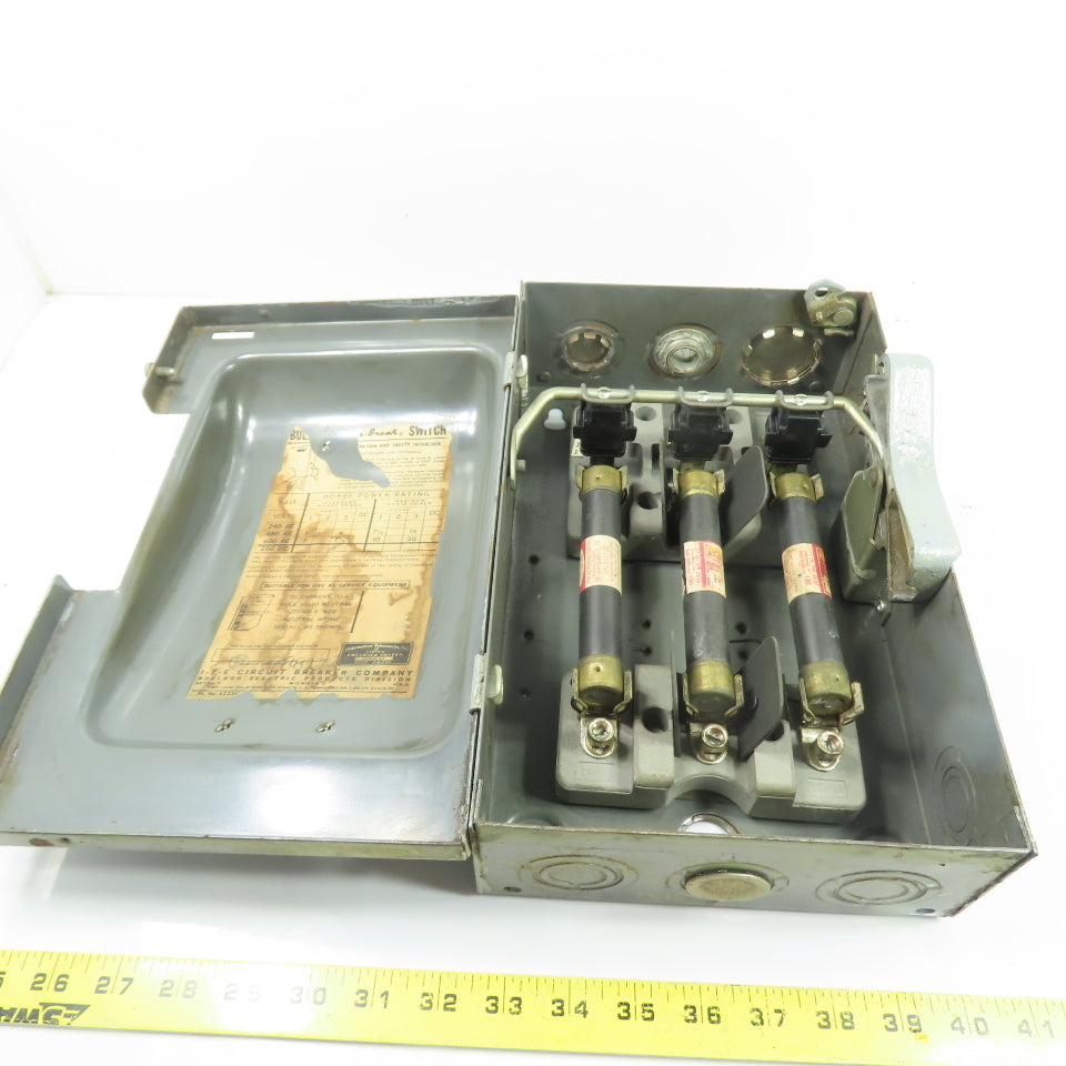 ITE F-351 30A Vacu-Break Fusible Safety Disconnect Switch 600VAC 3-Pole