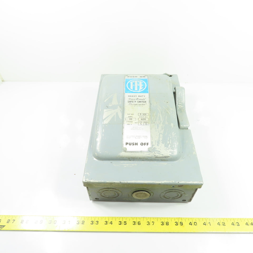 ITE F-351 30A Vacu-Break Fusible Safety Disconnect Switch 600VAC 3-Pole