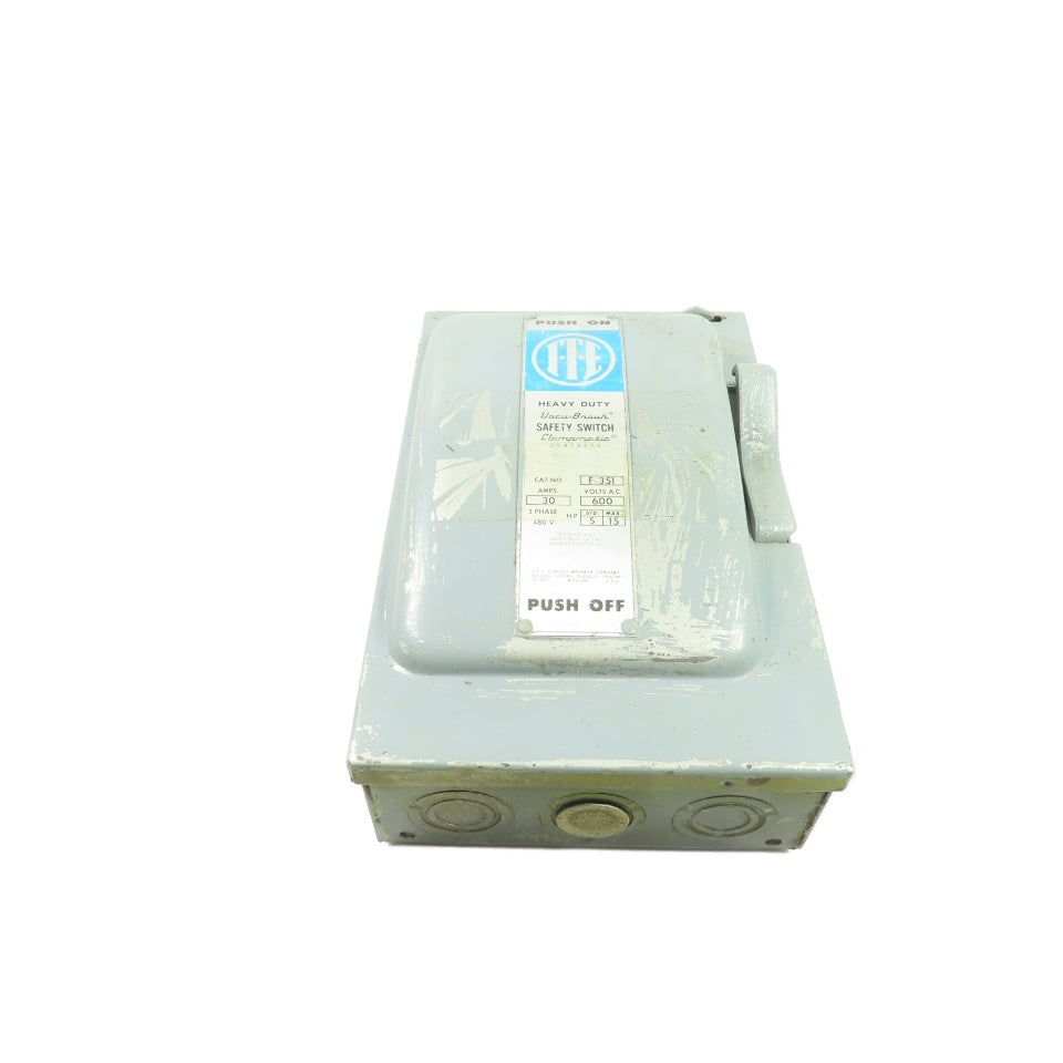 ITE F-351 30A Vacu-Break Fusible Safety Disconnect Switch 600VAC 3-Pole