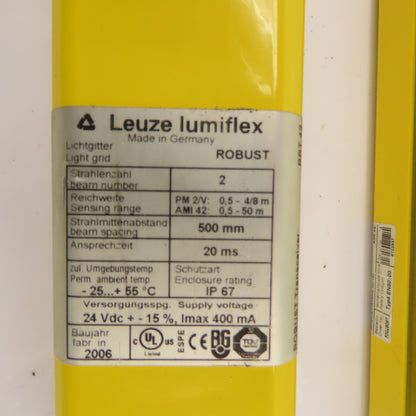 Leuze Lumiflex AMI42 50029087 RRT42 50029527 Safety Light Transceiver/Mirror Set