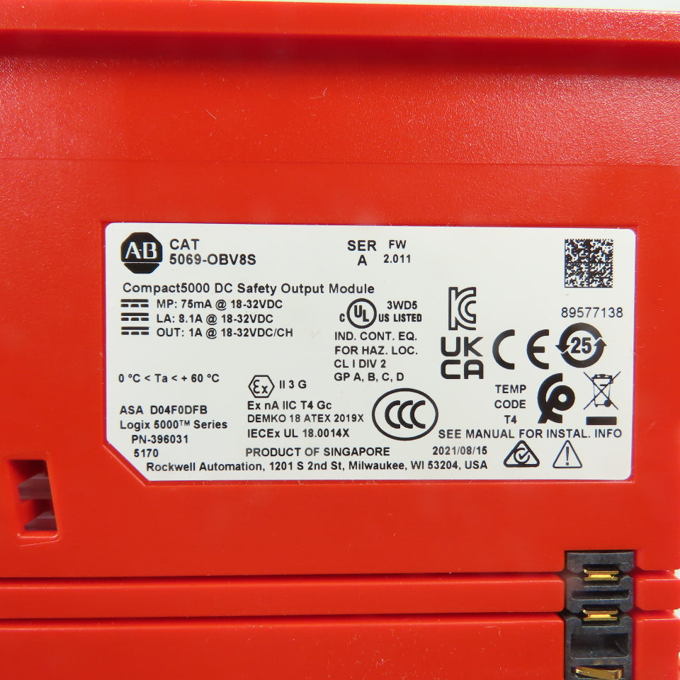 Allen-Bradley 5069-OBV8S Compact5000 DC Safety Output Module 24VDC SerA FW 2.011