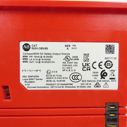 Allen-Bradley 5069-OBV8S Compact5000 DC Safety Output Module 24VDC SerA FW 2.011