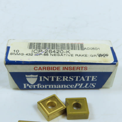 Interstate ICP-26420-K SNMG-432 ICP-55 Carbide Inserts Grade 972T Lot Of 8