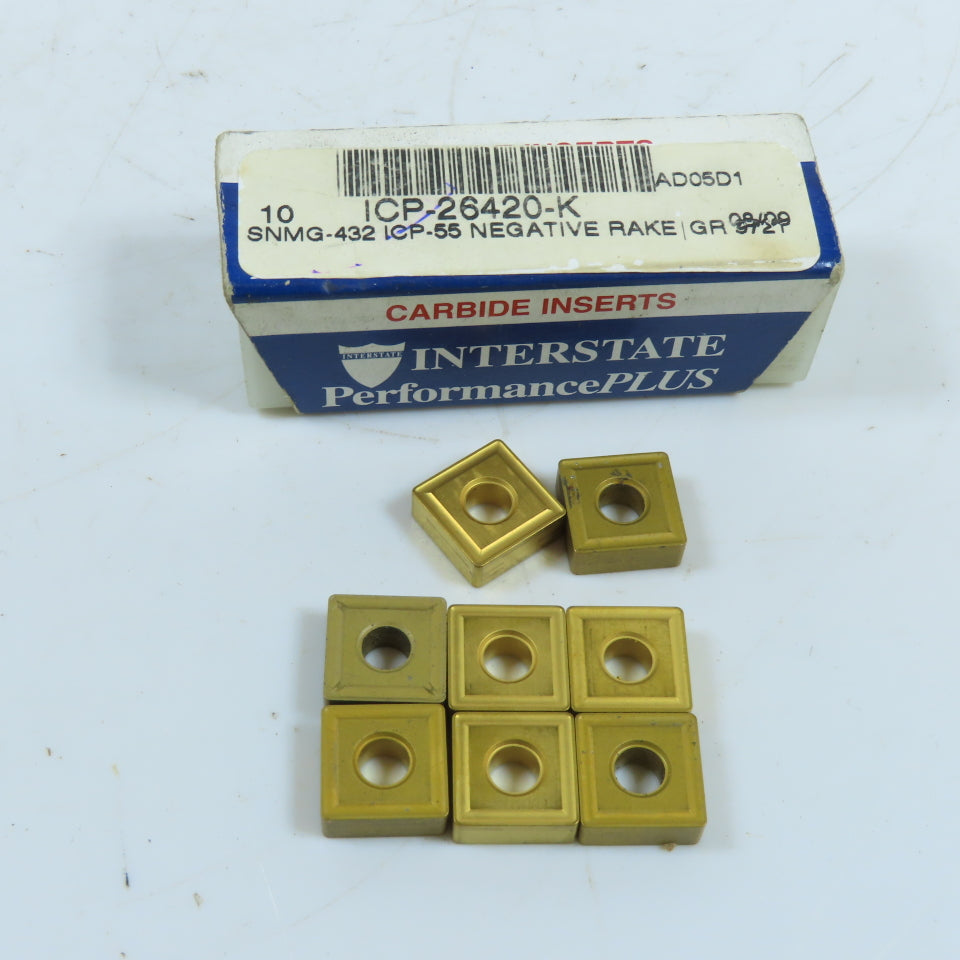 Interstate ICP-26420-K SNMG-432 ICP-55 Carbide Inserts Grade 972T Lot Of 8
