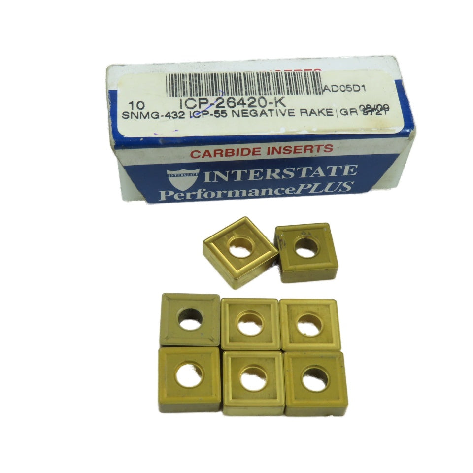 Interstate ICP-26420-K SNMG-432 ICP-55 Carbide Inserts Grade 972T Lot Of 8
