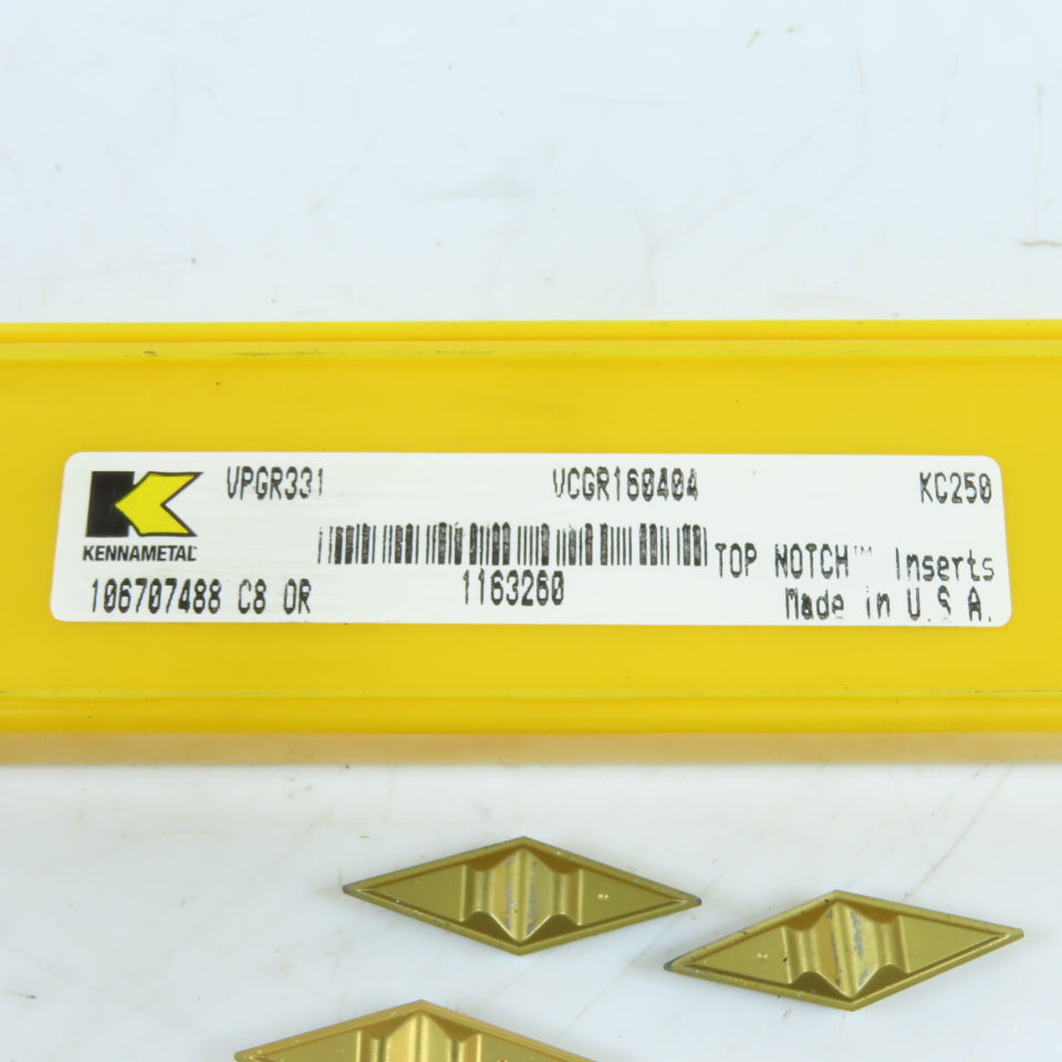 Kennametal VCGR160404 KC250 Grade Carbide Profiling/Turning Insert Lot Of 5