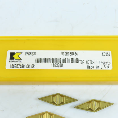 Kennametal VCGR160404 KC250 Grade Carbide Profiling/Turning Insert Lot Of 5