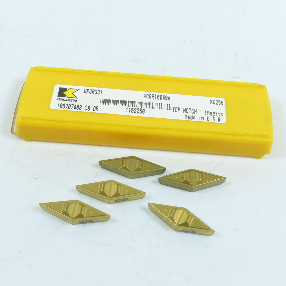 Kennametal VCGR160404 KC250 Grade Carbide Profiling/Turning Insert Lot Of 5