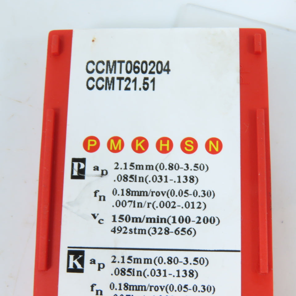 Kennametal CCMT21.51 Carbide Turning Inserts P-M-K-H-S-N Grade Lot Of 8