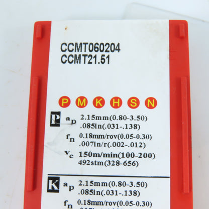 Kennametal CCMT21.51 Carbide Turning Inserts P-M-K-H-S-N Grade Lot Of 8