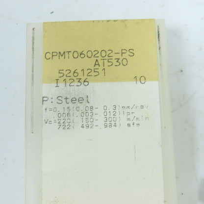 Tungaloy AT530 CPMT060202-PS Positive Rake Carbide Turning Inserts Lot Of 10
