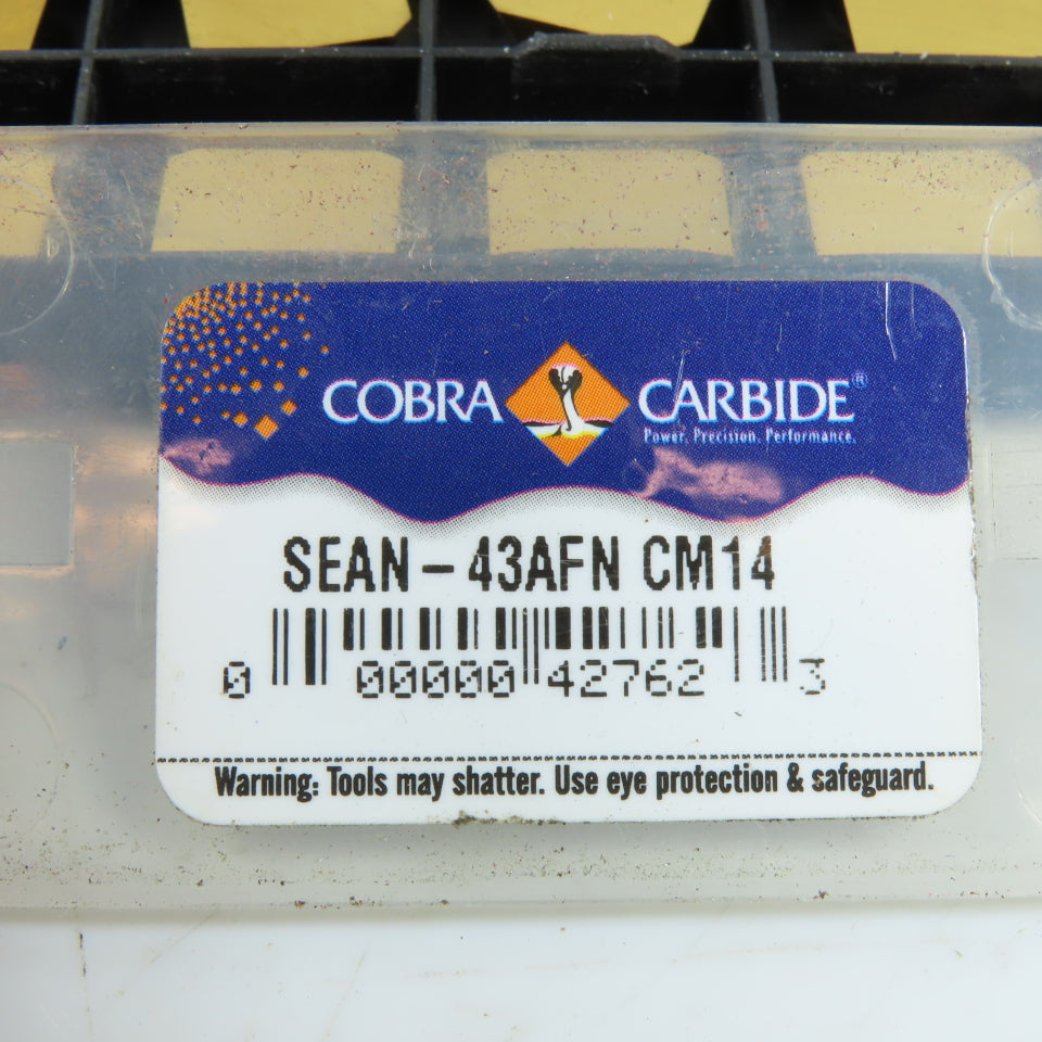 Cobra Carbide SEAN-43AFN CM14 1/2" IC Square Carbide Milling Insert Lot Of 10