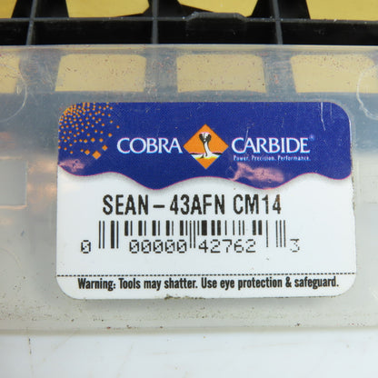 Cobra Carbide SEAN-43AFN CM14 1/2" IC Square Carbide Milling Insert Lot Of 10