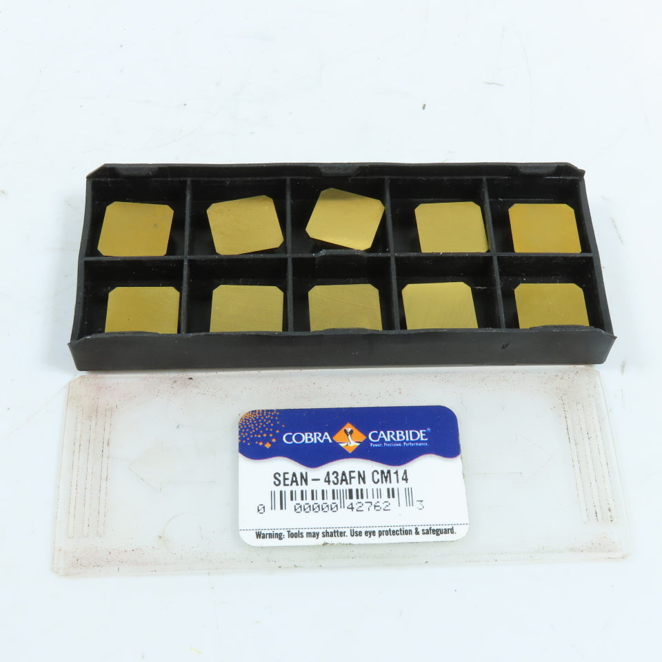 Cobra Carbide SEAN-43AFN CM14 1/2" IC Square Carbide Milling Insert Lot Of 10