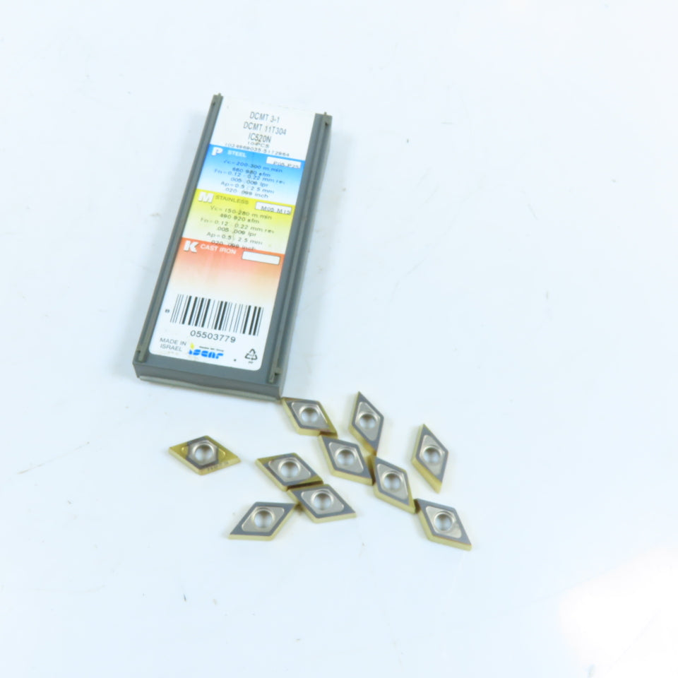 Iscar IC520N DCMT 11T304 55° Diamond Cermet Turning Insert Lot Of 10