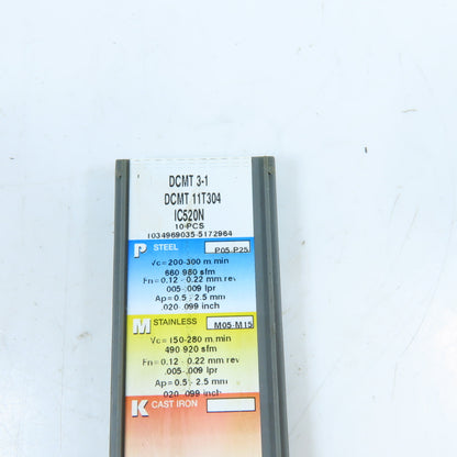 Iscar IC520N DCMT 11T304 55° Diamond Cermet Turning Insert Lot Of 10
