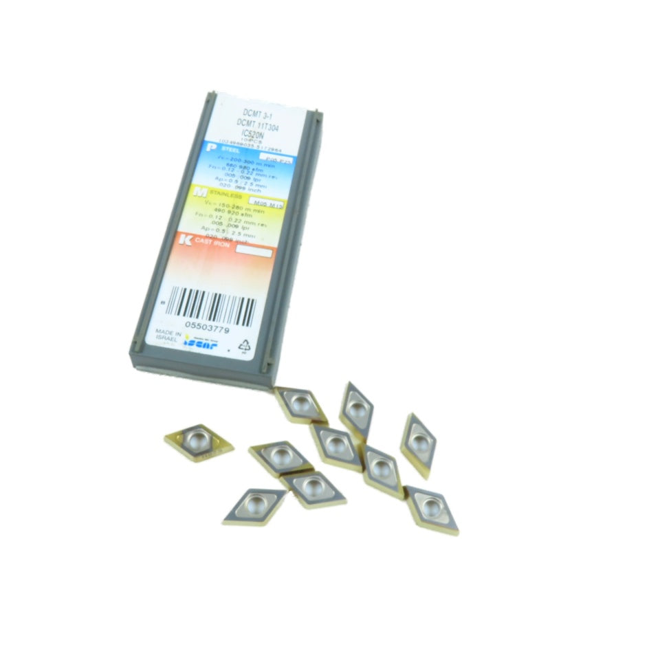 Iscar IC520N DCMT 11T304 55° Diamond Cermet Turning Insert Lot Of 10