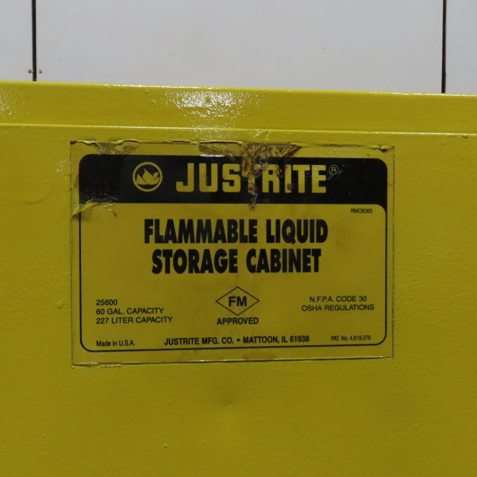 Justrite 25600 60 Gallon Flammable Liquid Storage Cabinet 34" x 34" x 65"