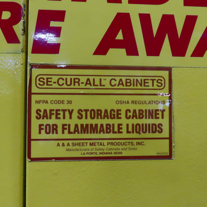 Se-Cure-All 60 Gallon Flammable Liquid Storage Cabinet 34" x 34" x 65" 3-Shelf