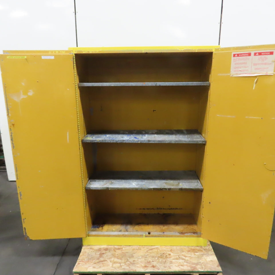 Justrite 25450 45 Gallon Flammable Liquid Storage Cabinet 43"x18"x65" 3-Shelf