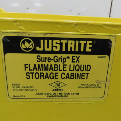 Justrite 893000 30 Gallon Flammable Liquid Storage Cabinet 43"x18"x44" 1-Shelf
