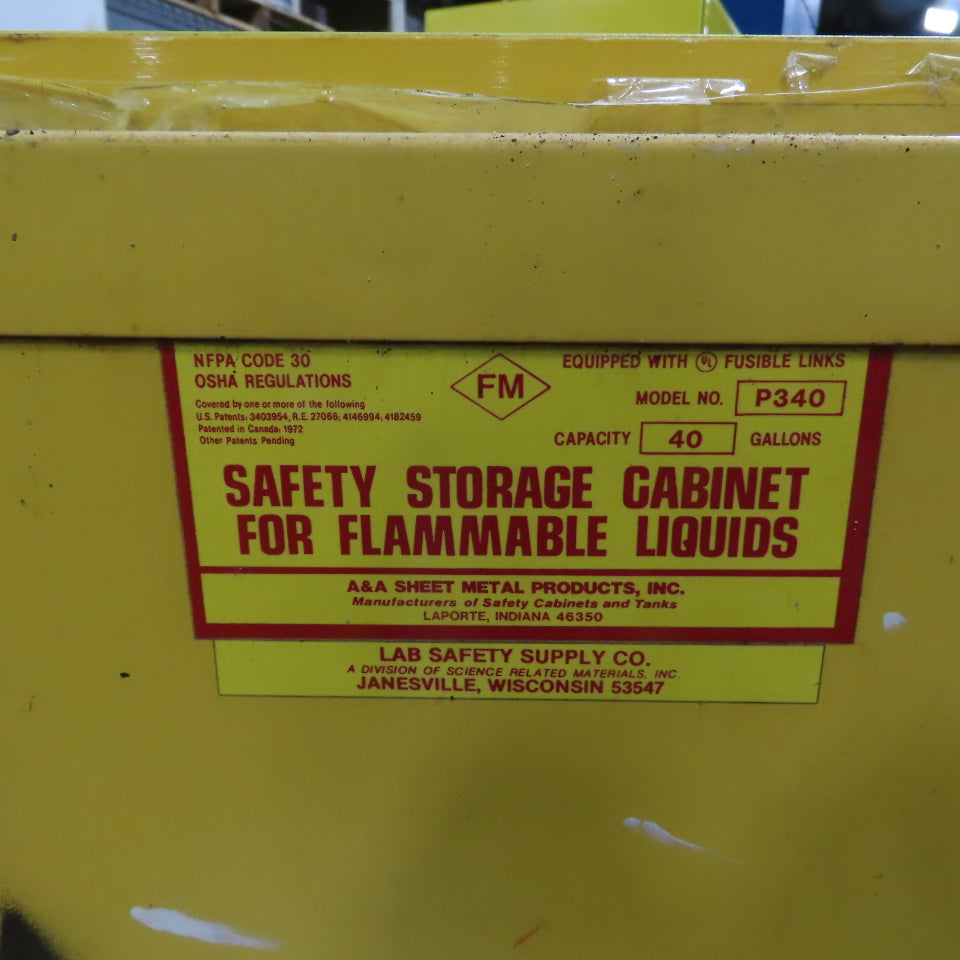 Lab Safety P340 40 Gallon Flammable Liquid Storage Cabinet 43"x18"x45" 2-Shelf