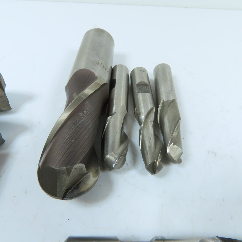 Assorted HSS Straight Shank End Mills 2 & 4 Flute Various Sizes Lot Of 19