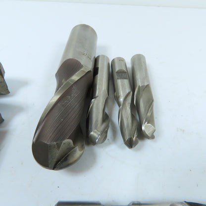 Assorted HSS Straight Shank End Mills 2 & 4 Flute Various Sizes Lot Of 19