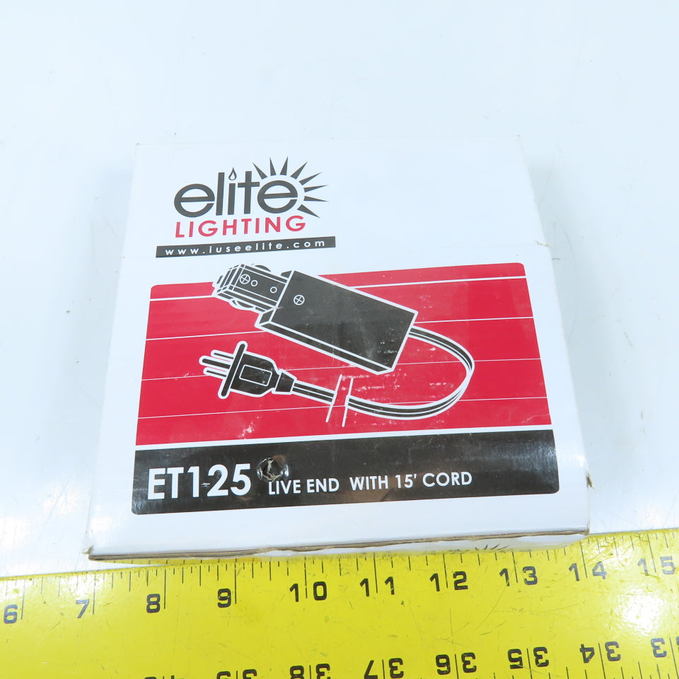 Elite Lighting ET125ABK 1-Circuit Track Lighting Live End Power Feed 15' Black