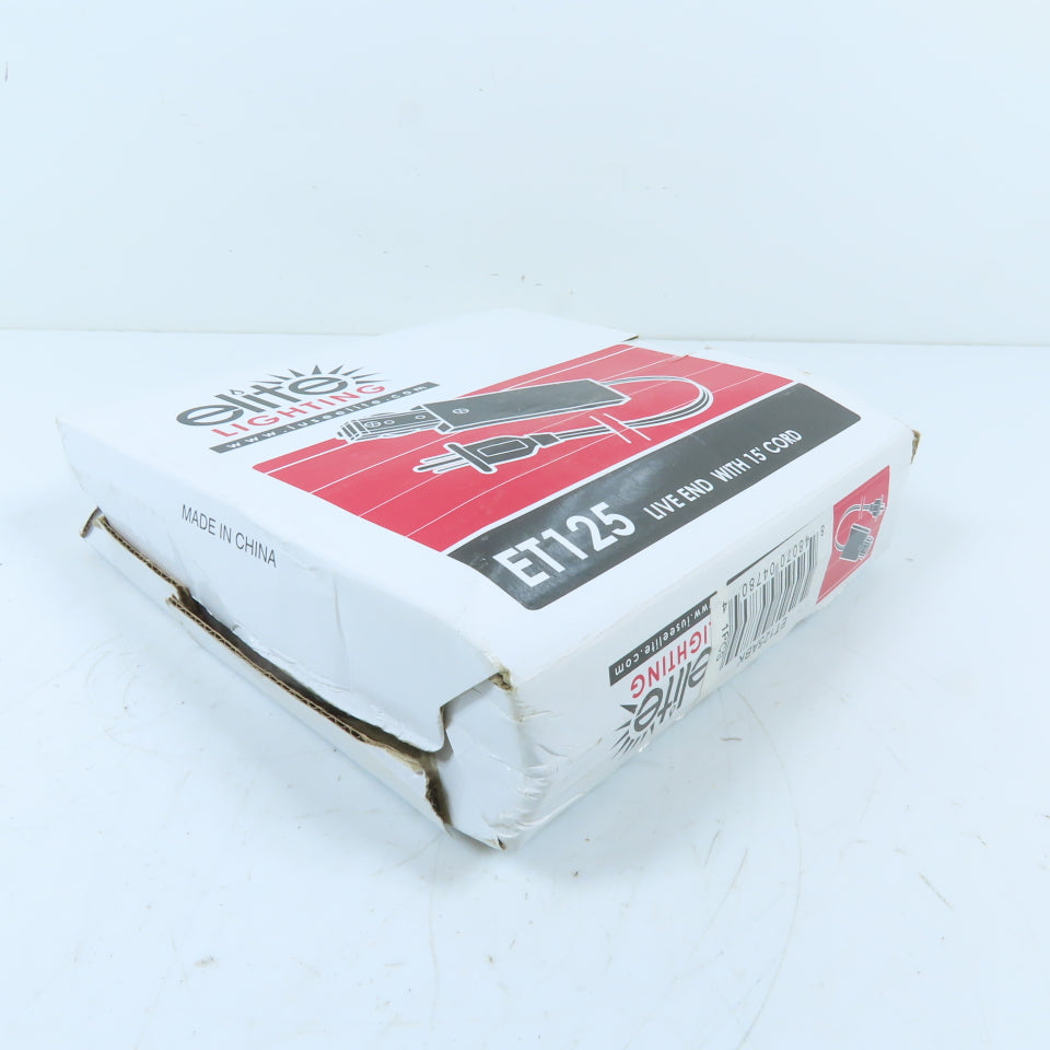 Elite Lighting ET125ABK 1-Circuit Track Lighting Live End Power Feed 15' Black
