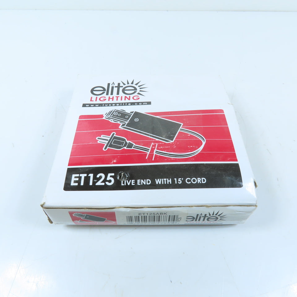 Elite Lighting ET125ABK 1-Circuit Track Lighting Live End Power Feed 15' Black