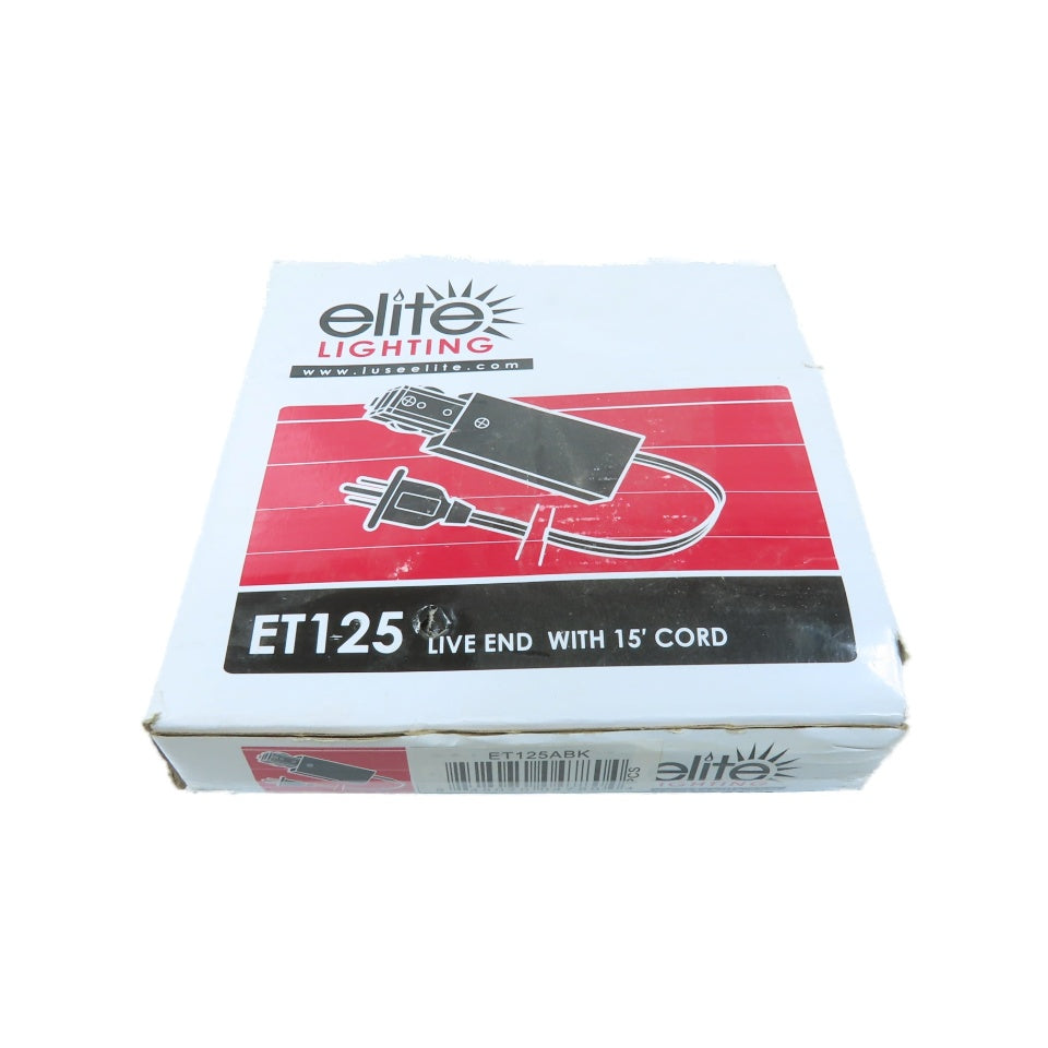 Elite Lighting ET125ABK 1-Circuit Track Lighting Live End Power Feed 15' Black