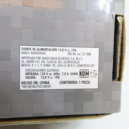 RadioShack 22-508B 13.8VDC 19A Switching Power Supply