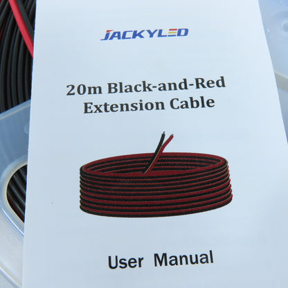 JACKYLED N/A 65.6ft 2-Pin LED Strip Extension Cable 22AWG Black/Red
