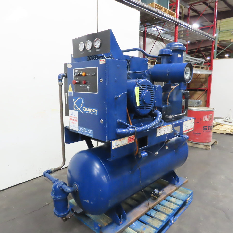 Quincy QSB-40 40HP Rotary Screw Air Compressor w/120 Gallon Tank 200V 3Ph