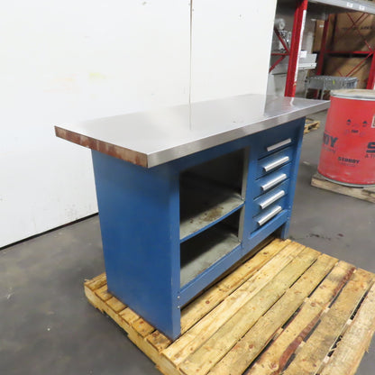 Kennedy 54"x 20.25"W Top Industrial Workbench Station 5-Drawer Cabinet 34.5"Tall