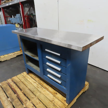 Kennedy 54"x 20.25"W Top Industrial Workbench Station 5-Drawer Cabinet 34.5"Tall