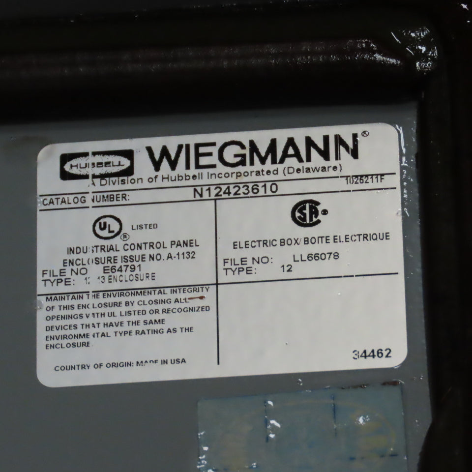 Wiegmann N12423610 42" x 36" x 10" Hinged Electrical Enclosure W/ Backplate
