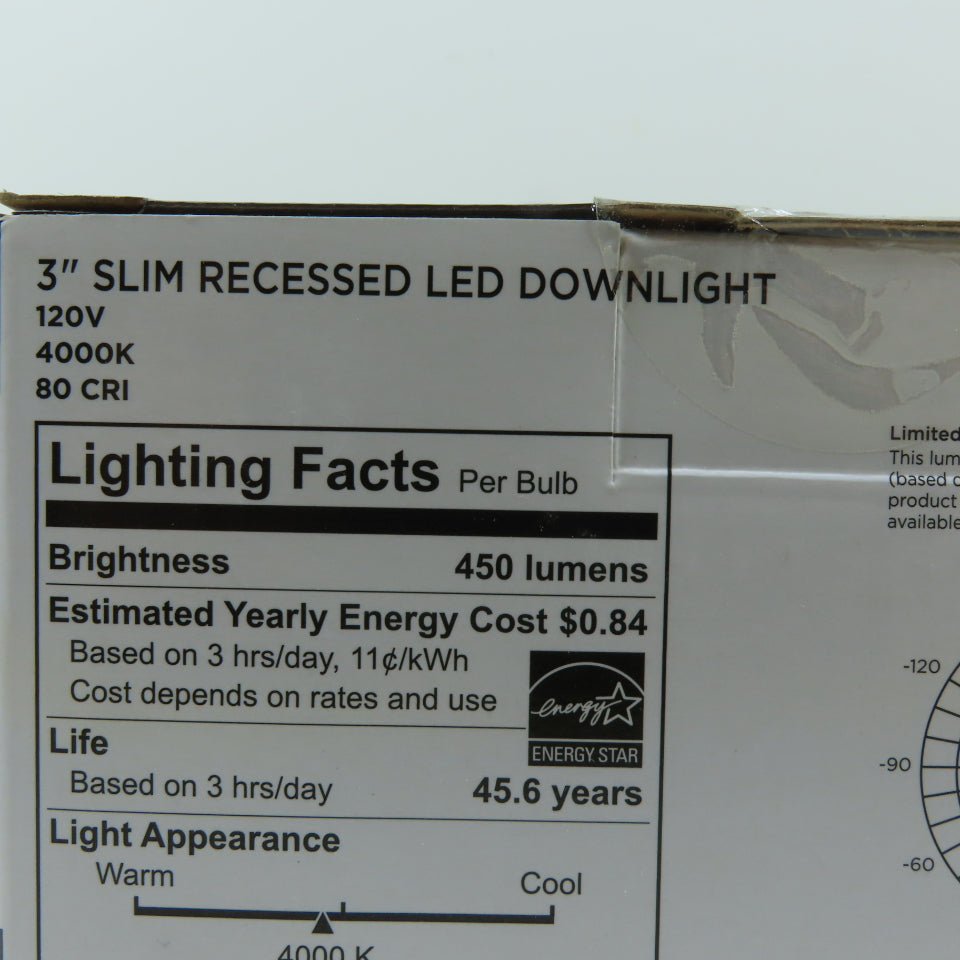 Westinghouse 52180 3" Slim Recessed LED Downlight 4000K 120V Dimmable